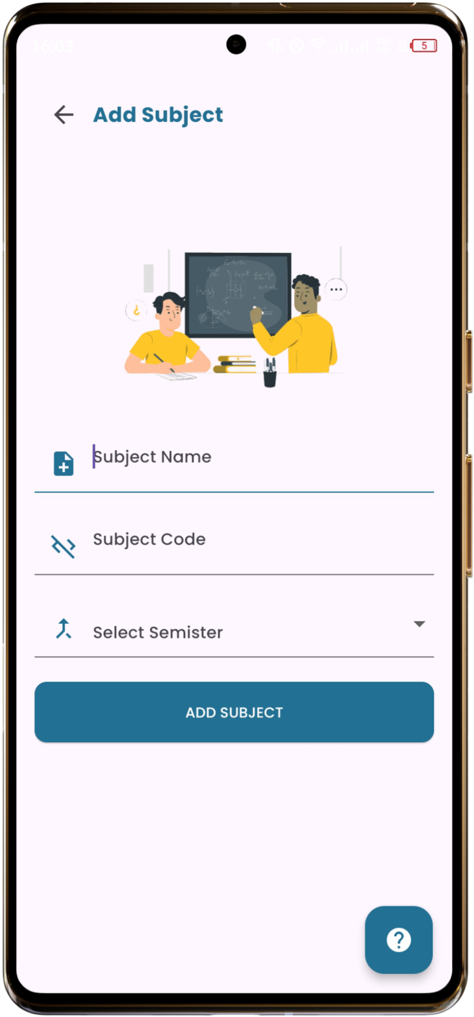 Add Subject Interface
