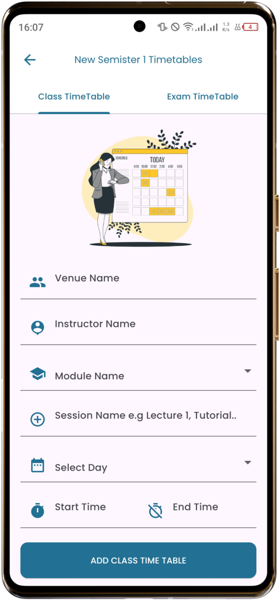Class Timetable Interface