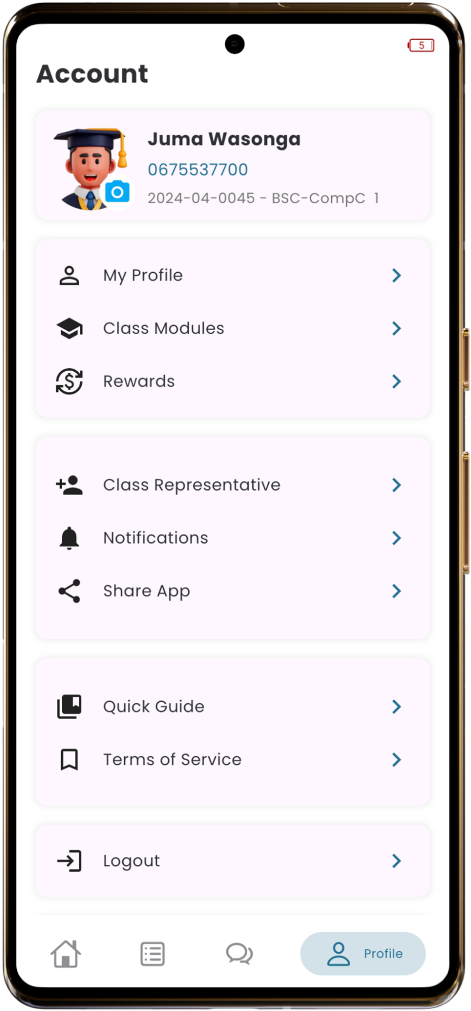 CR Profile Menu